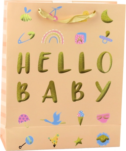 Borsa regalo per bambino Hello Baby color pesca