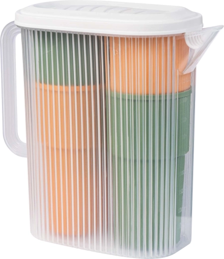 Set in plastica: caraffa 3 l e 4 bicchieri – verde/arancione