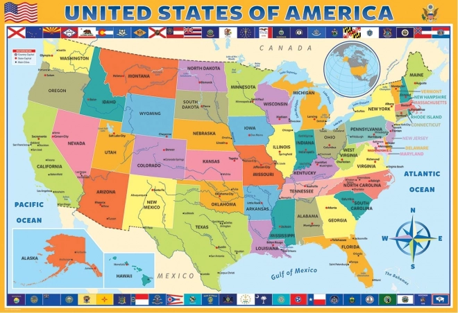 EUROGRAPHICS Puzzle Mappa degli Stati Uniti d’America 200 pezzi