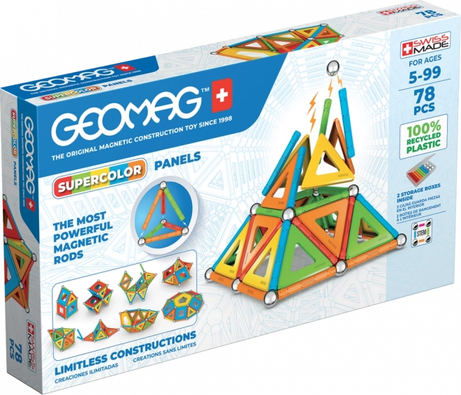 Geomag Supercolor Panels set di costruzione magnetico riciclato 78 pezzi