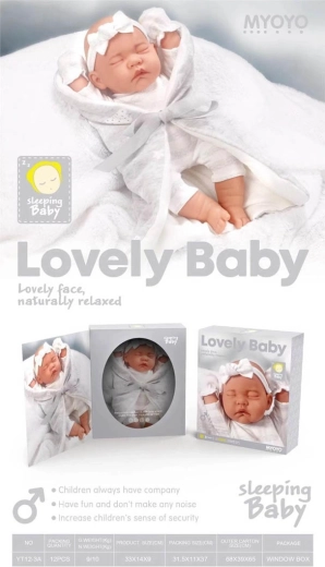 Bambola neonato in coperta grigia