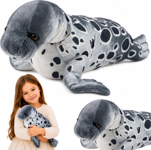 Foca di peluche realistica grigia 50 cm