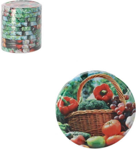 Set di coperchi per barattoli da conserva da 82 mm con motivo verdure, 10 pz