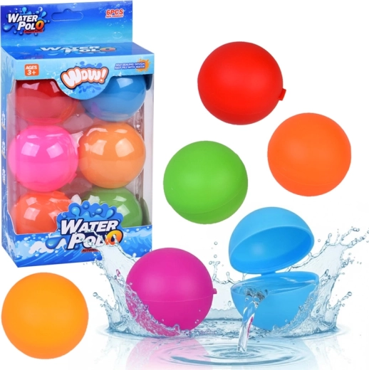 Palle d’acqua colorate 6 pz – palline riutilizzabili per battaglie d’acqua e piscina
