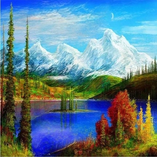 Pittura diamantata Lago di montagna 30 × 40 cm