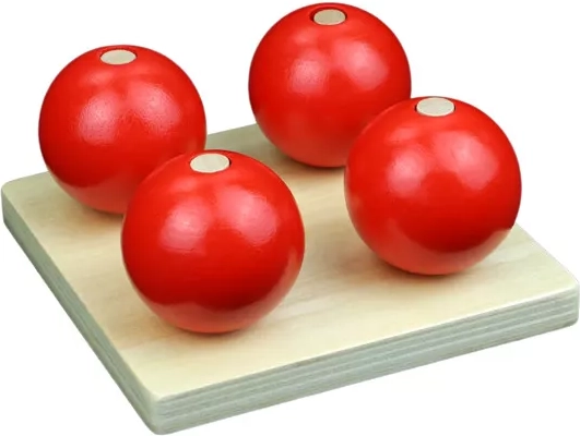 Sfere di legno sui pioli rosse - 1 pezzo