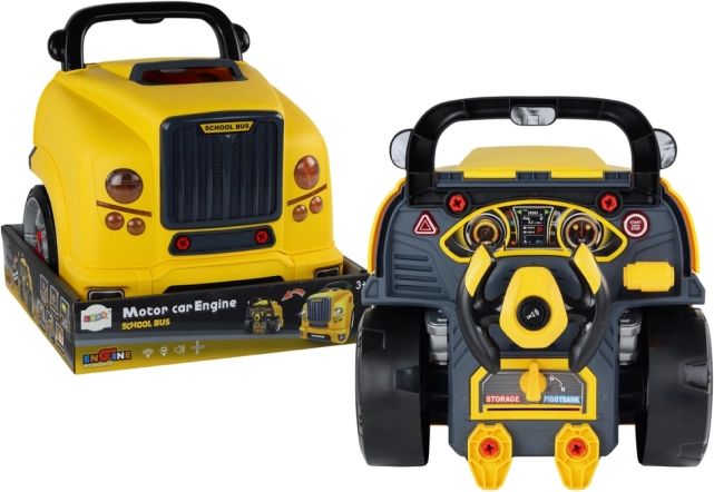 Autobus da montaggio per bambini – bus da officina giallo con motore smontabile