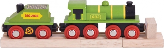 Bigjigs Rail locomotiva verde con tender e binari