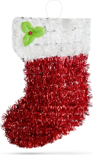 Calza di San Nicola rosso e bianco con glitter