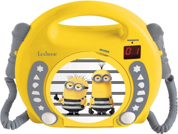 Lettore CD portatile con 2 microfoni Minions – karaoke per bambini