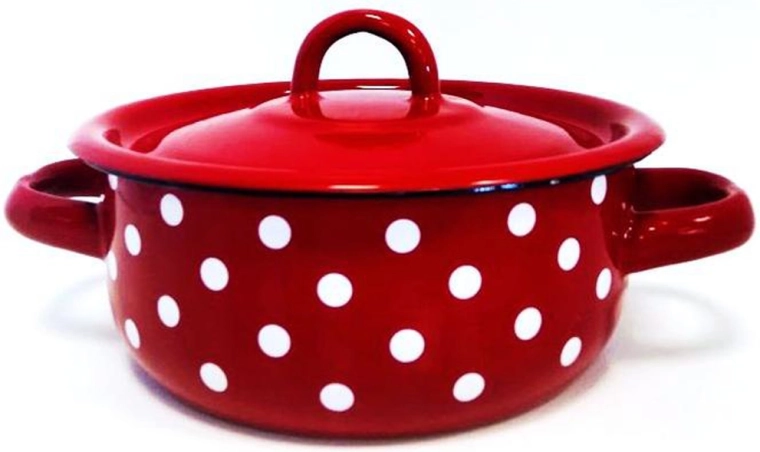 Pentola smaltata con coperchio 1,5 l – pois rossi