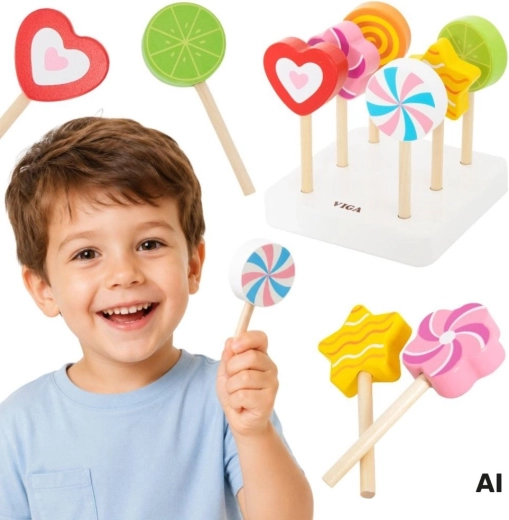 Viga set di lecca-lecca in legno con supporto per bambini 18m+