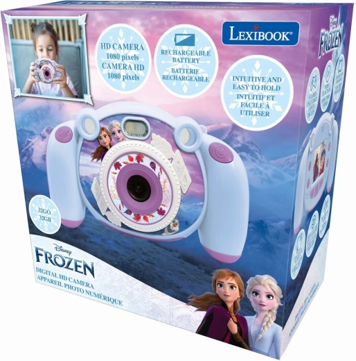 Videocamera e fotocamera digitale HD per bambini Lexibook Frozen con scheda SD