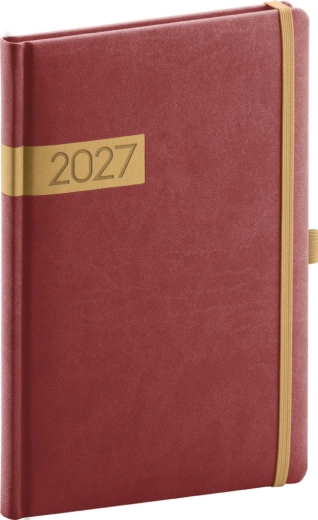 Agenda settimanale Notique Twill 2027 bordeaux-oro 15 × 21 cm