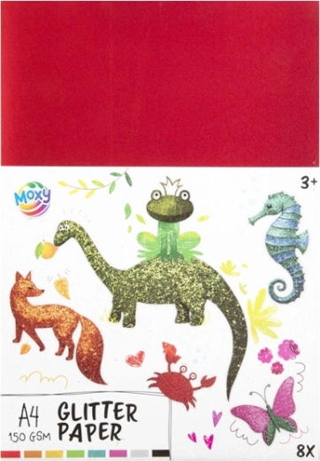 Carta colorata glitter A4, 8 fogli