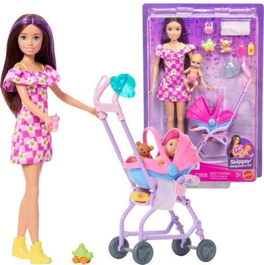 Bambola Barbie Skipper babysitter con bebè e passeggino