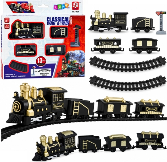 Classico trenino a batteria con locomotiva, vagoni e binari – 13 pezzi