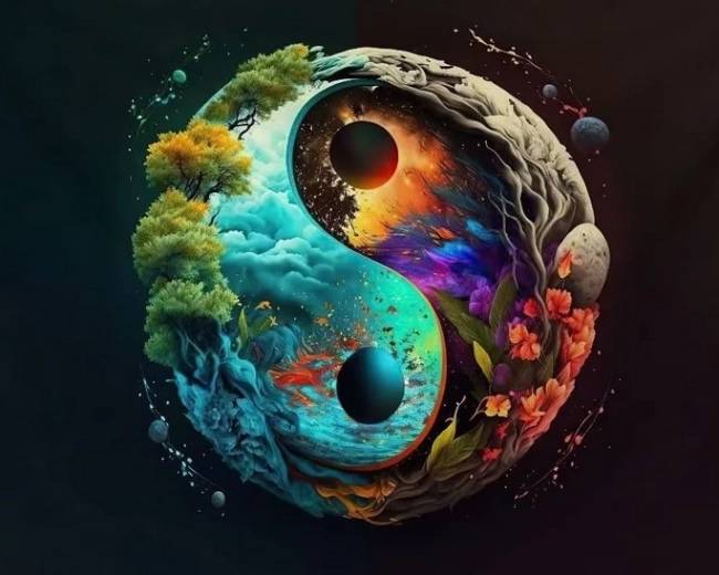 Pittura diamantata Yin e Yang Terra 30 × 40 cm