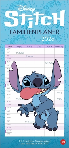 Disney Stitch calendario planner familiare 2026 - 1 pezzo