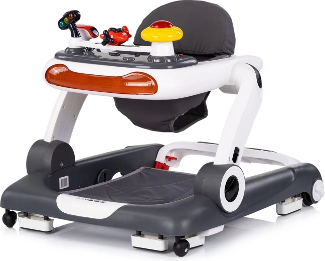 Girello interattivo 4 in 1 per bambini CHIPOLINO Little Explorer, grigio