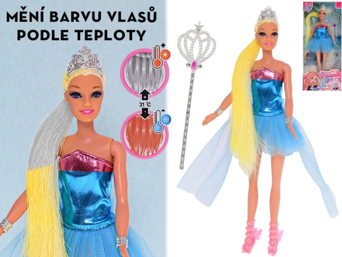 Bambola con capelli che cambiano colore e accessori 29 cm