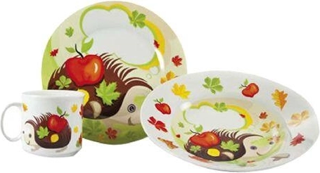 Set da tavola per bambini Riccio, 3 pezzi, in ceramica