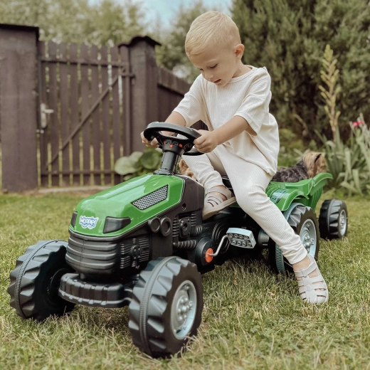 Woopie trattore a pedali Farmer GoTrac Maxi con rimorchio e ruote silenziose