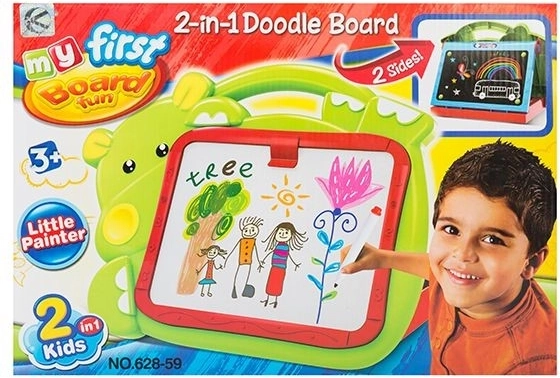 Lavagna educativa per bambini 2 in 1, fronte/retro, per gesso e pennarelli - 1 pezzo