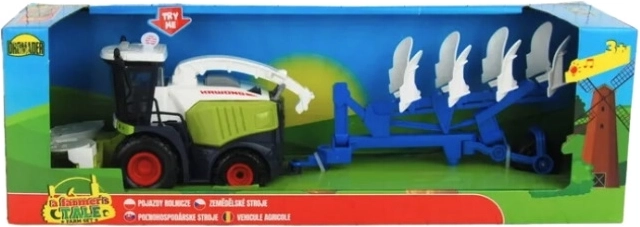 Mietitrebbia con rimorchio, luci e suoni