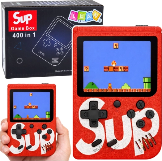 Console di gioco portatile retrò SUP con 400 giochi, LCD da 3", rossa