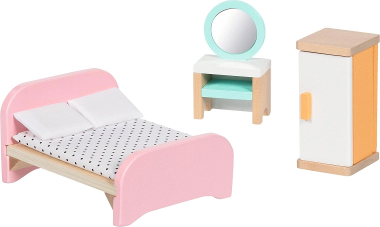 Mobili in legno per casa delle bambole Copenhagen, camera da letto - 6 pezzi
