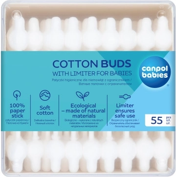 Canpol babies Bastoncini di cotone con limitatore in carta 56 pezzi