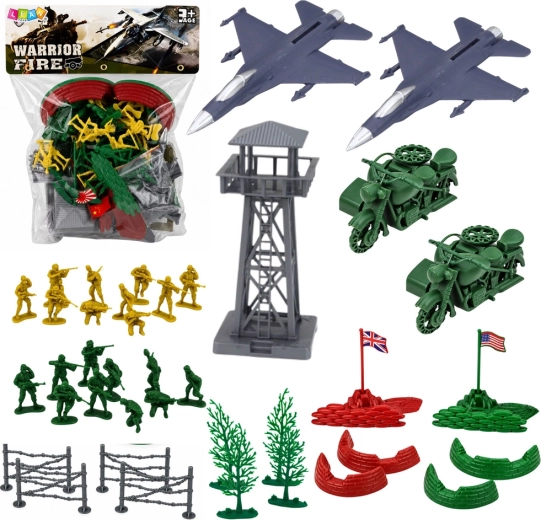 Set militare di soldatini con veicoli e accessori, 72 pezzi