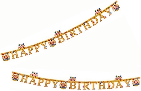 Ghirlanda Happy Birthday clown con palloncini 165 cm