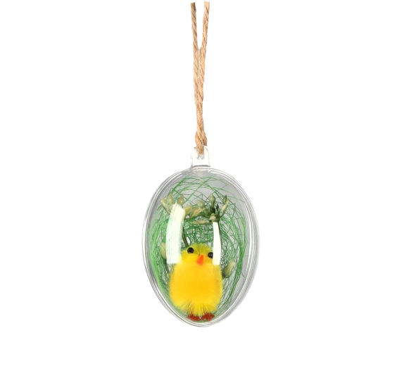 Pulcino pasquale sospeso in sfera di plastica 4,5 × 6 cm, set 12 pz