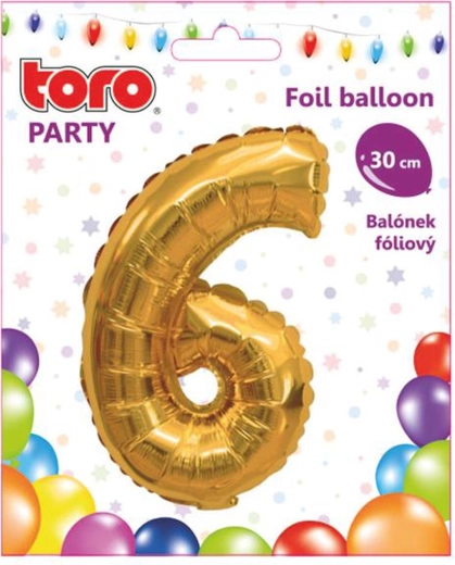 Palloncino in foil cifra 6, 30 cm, oro TORO