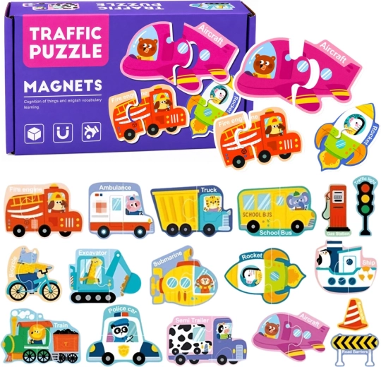Puzzle magnetico mezzi di trasporto – set da 30 pezzi
