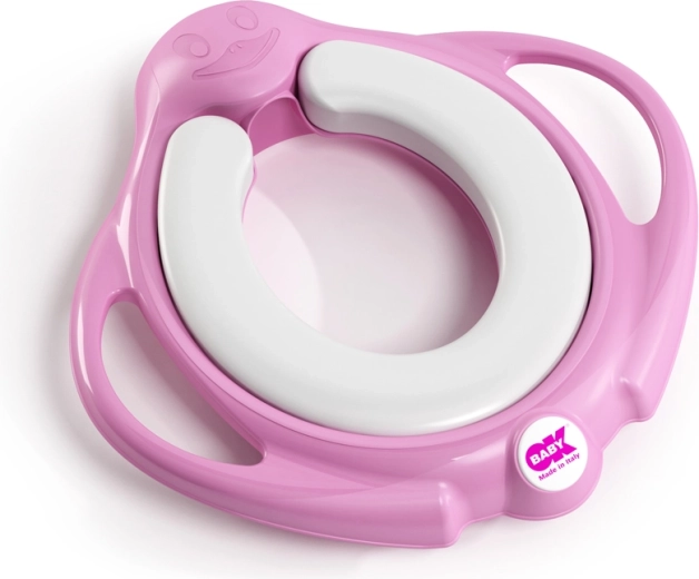 Okbaby Pinguo Soft riduttore per WC morbido antiscivolo con maniglie rosa - 1 pezzo