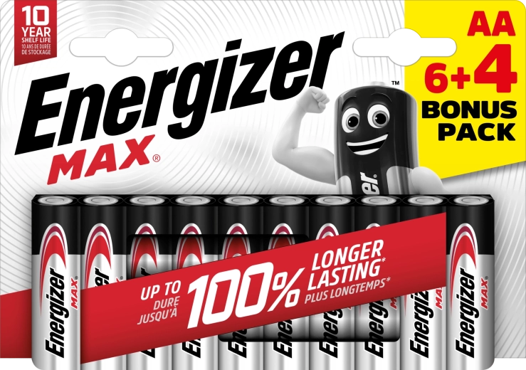 Energizer Max AA batterie alcaline 10 pz (6+4)