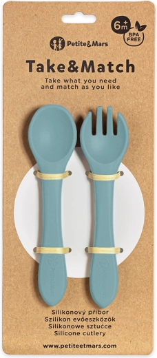 Petite&Mars posate in silicone Take&Match frosted sky 6m+