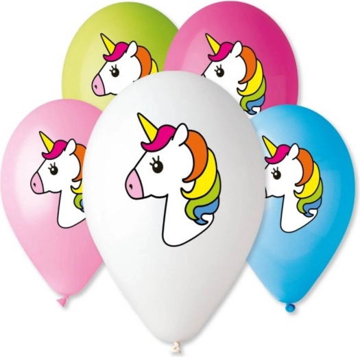 Palloncino gonfiabile in lattice Gemar con stampa unicorno 32 cm colori pastello - 1 pezzo