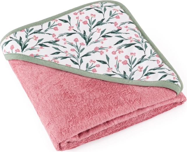 Petite&Mars Asciugamano in bambù con cappuccio Loulou pink meadow 100 × 100 cm