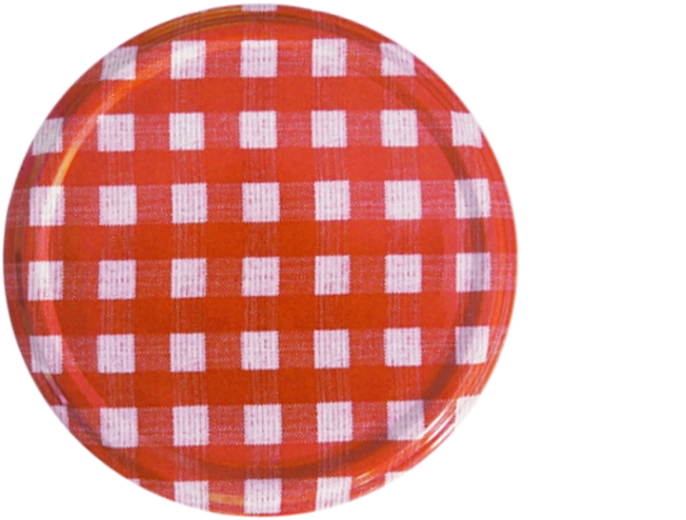 Coperchio per vasetti 66 mm con cuoricini – quadretti rosso e bianco