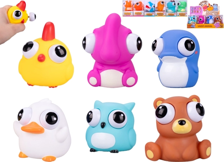 Animaletti morbidi con occhi a molla – set da 12 pezzi