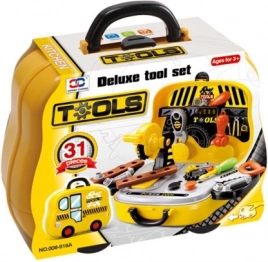 Set di attrezzi per piccoli tuttofare in una valigetta a forma di auto