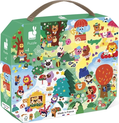 Puzzle Janod in valigetta Quattro stagioni, 36 pezzi