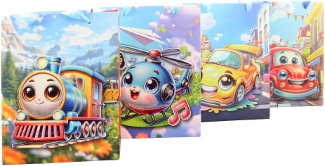 Busta regalo con motivo di allegri mezzi di trasporto