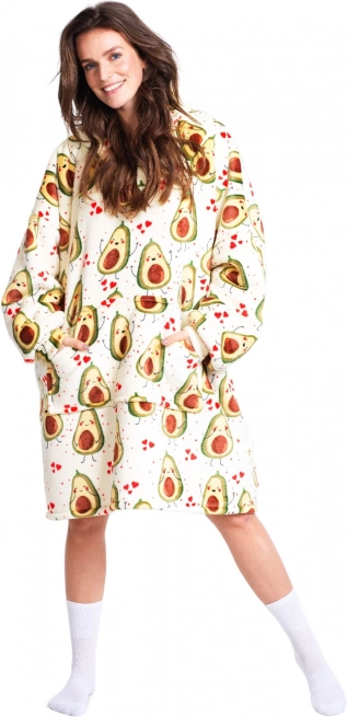 Cozy Noxxiez coperta felpa televisiva calda con cappuccio Avocado