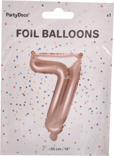 Palloncino in foil numero 7 rosa perlato 35 cm