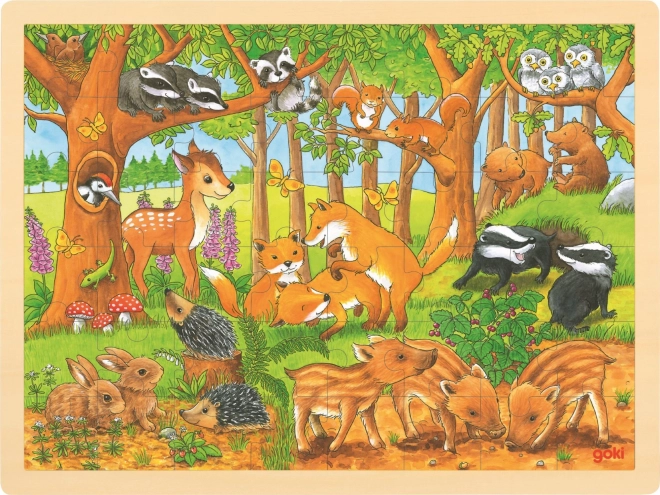 Goki puzzle in legno cuccioli degli animali nel bosco 48 pezzi